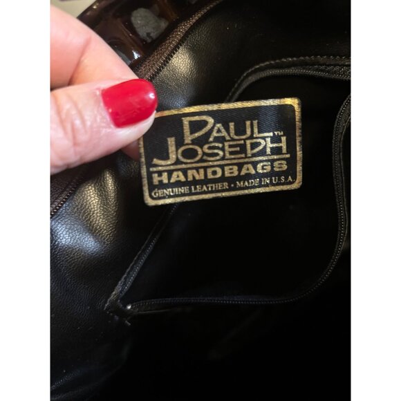 Paul Joseph Genuine Leather Handbag Crossbody Crocodile Embossed Texture Brown - Picture 5 of 10